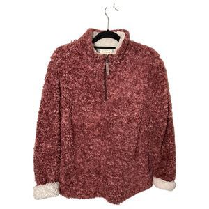 Weatherproof Vintage Women's L Maroon Frosty Tipped Soft Sherpa 1/4 Zip Pullover